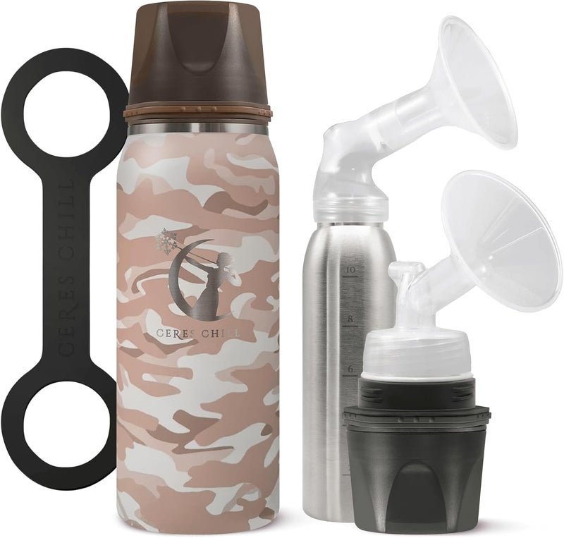 CERES CHILL OG Breastmilk Chiller & Warmer – 12–34oz Portable Breast Milk Cooler, Storage & Baby Bottle for Travel, Work or On-The-Go – Pump Compatible Container – in Plain Sight Camo - Image 1